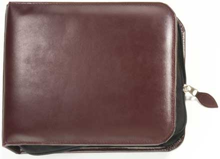 Burgundy Zippered Binder bonded leather 3 ring