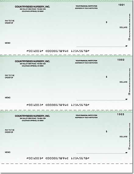 Classic Green Laser Check No Voucher W/o Lines
