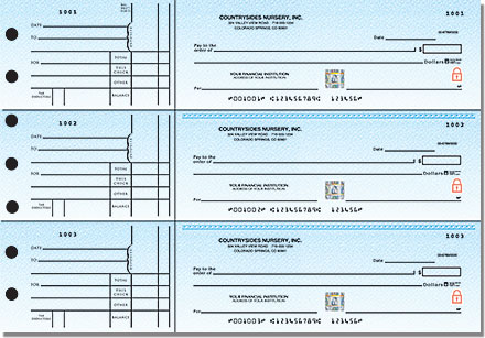 Securiguard Premium Classic Blue General 3-on-a-Page Checks - Singles
