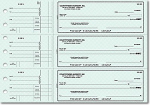 300 Green Marble 3-On-A-Page Business Checks with Standard Multi-Purpose Stub 55512-300 General 3 Per Page High Security Manual Business Checks –Custom Printed 9x13 