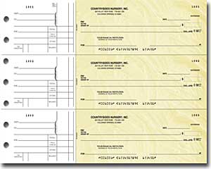 ABC Manual Checks For Business 3 On A Page With Stub Voucher, Gold Checks (1000 Checks