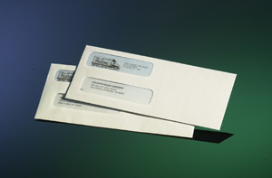 Double window envelopes compatible with Middle Laser Checks.